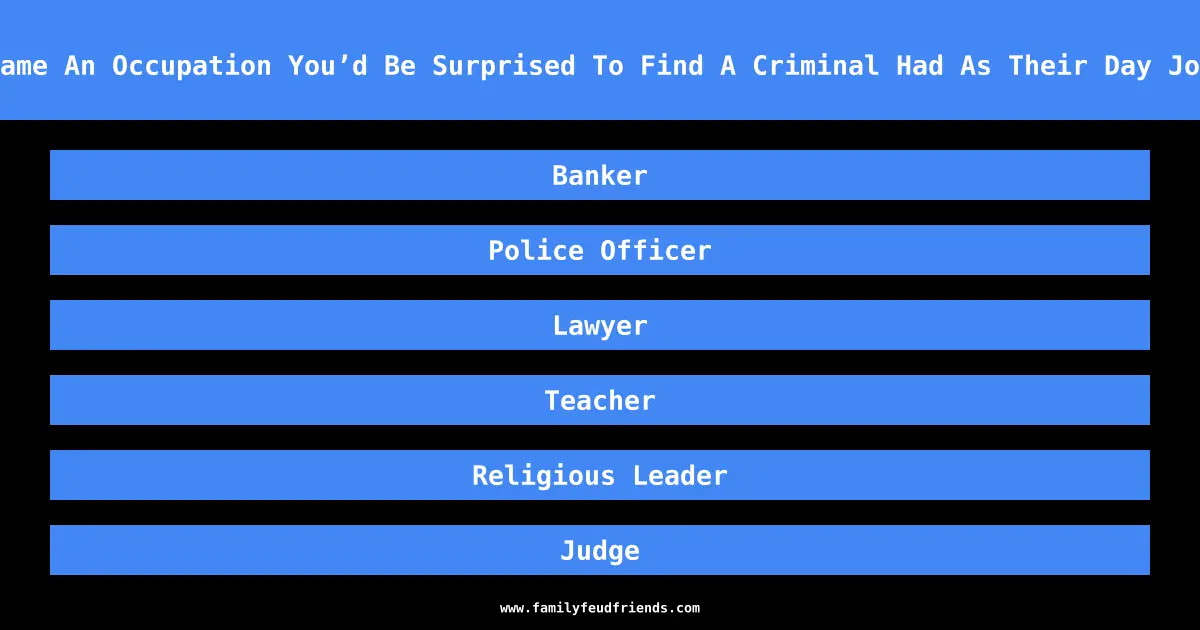 Name An Occupation You’d Be Surprised To Find A Criminal Had As Their Day Job answer