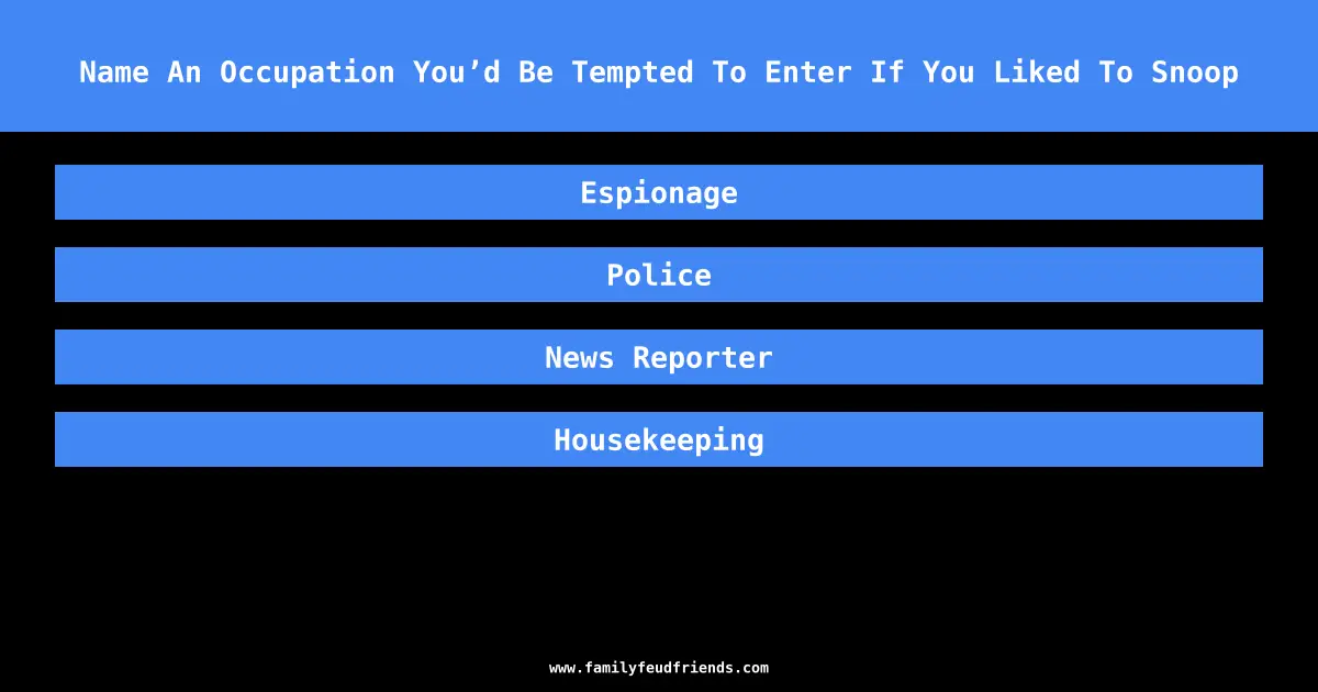 Name An Occupation You’d Be Tempted To Enter If You Liked To Snoop answer