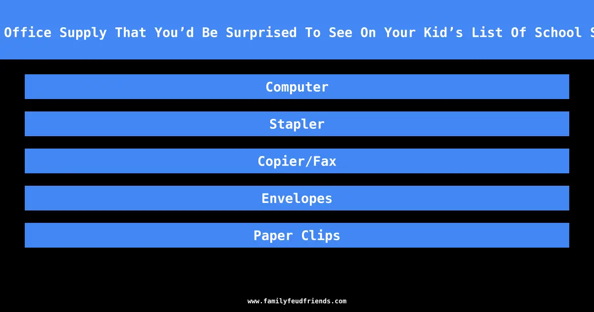 Name An Office Supply That You’d Be Surprised To See On Your Kid’s List Of School Supplies answer