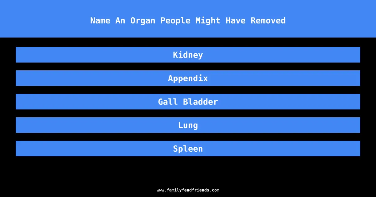 Name An Organ People Might Have Removed answer