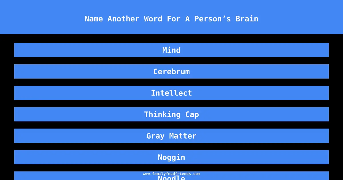 Name Another Word For A Person’s Brain answer