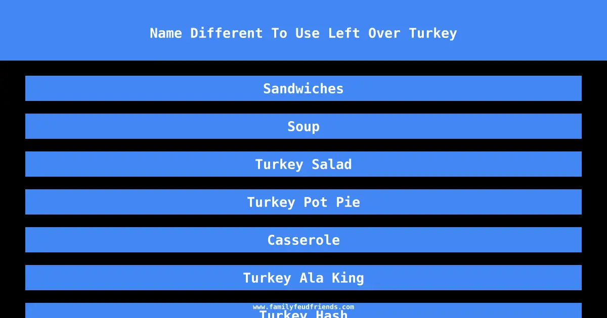Name Different To Use Left Over Turkey answer