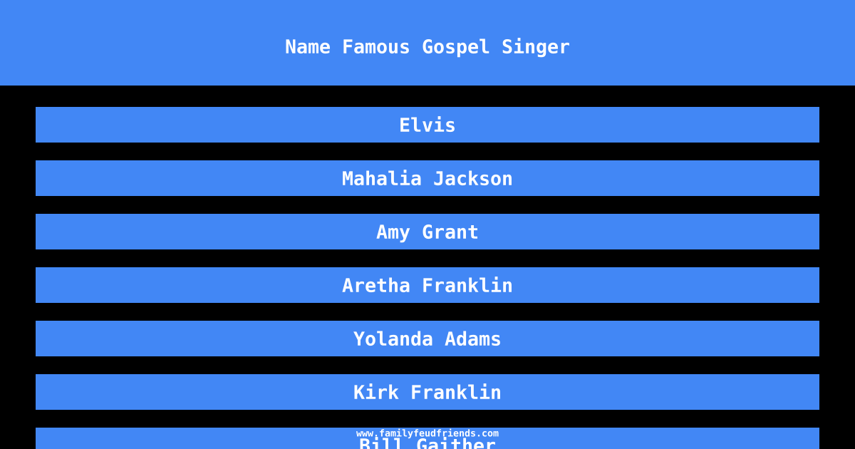 Name Famous Gospel Singer answer