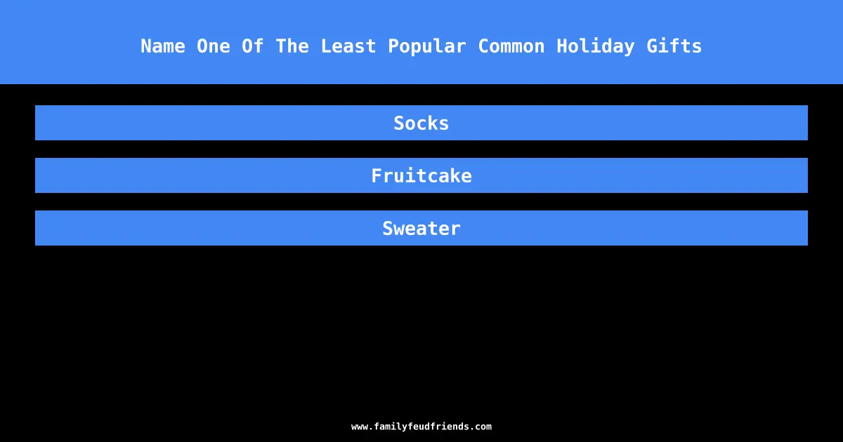 Name One Of The Least Popular Common Holiday Gifts answer
