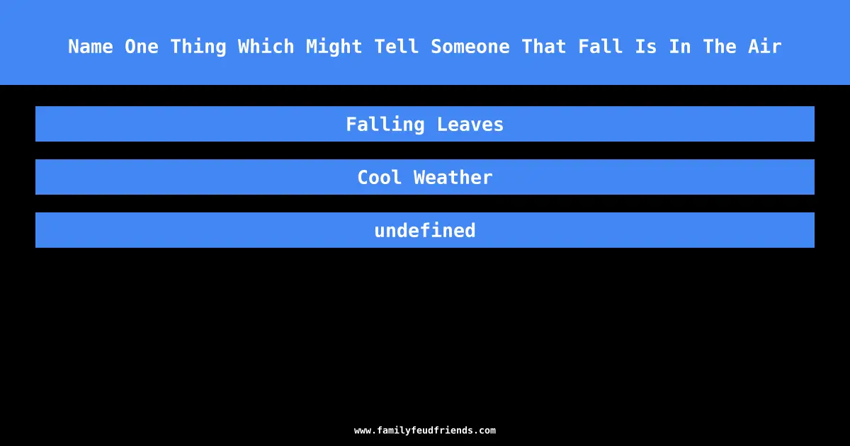 Name One Thing Which Might Tell Someone That Fall Is In The Air answer
