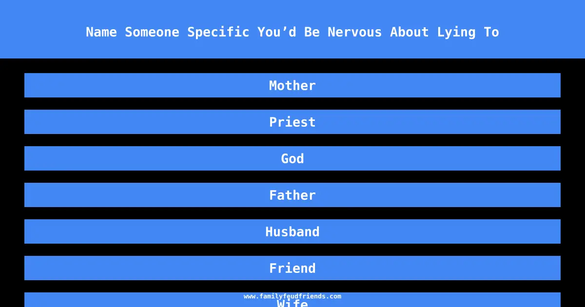 Name Someone Specific You’d Be Nervous About Lying To answer