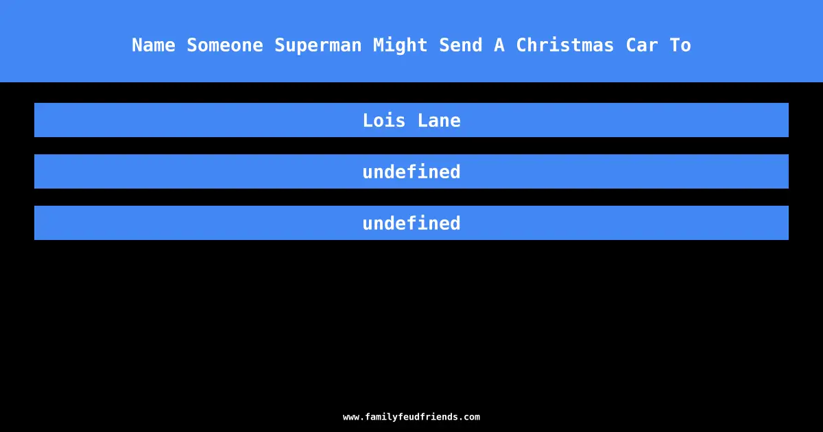 Name Someone Superman Might Send A Christmas Car To answer