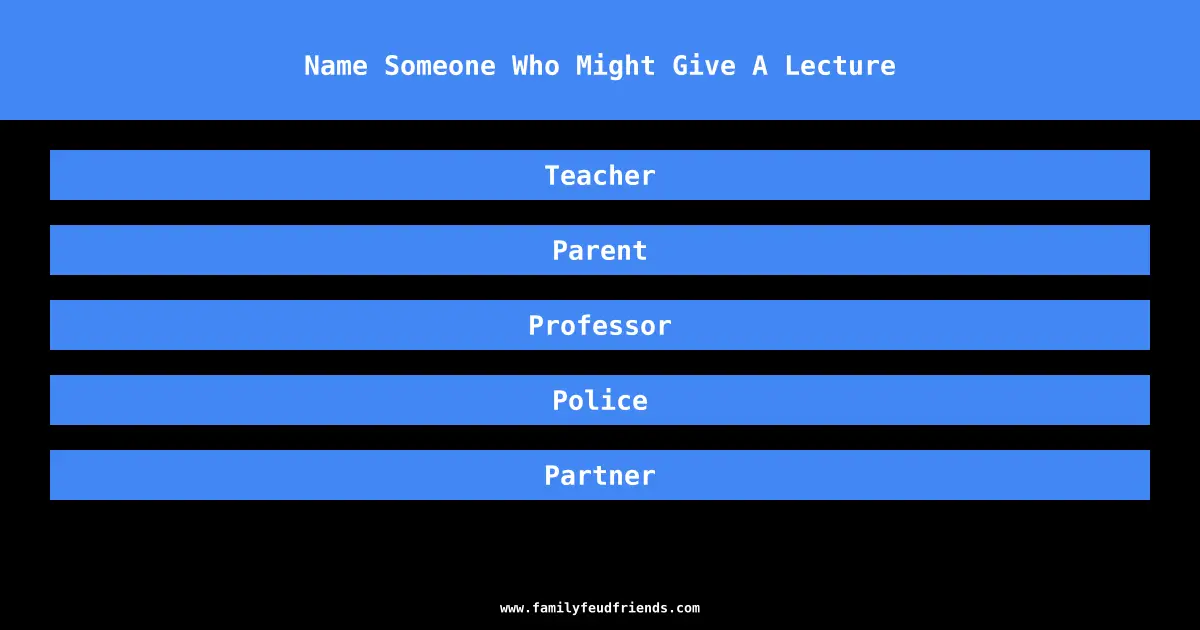 Name Someone Who Might Give A Lecture answer