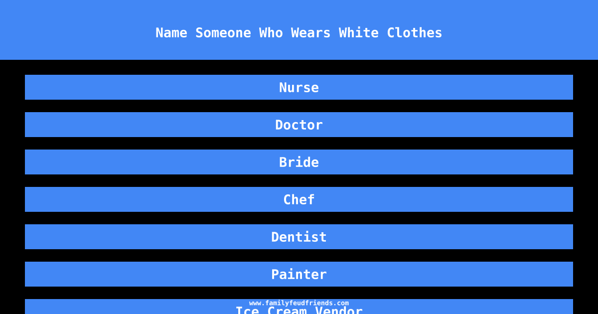 Name Someone Who Wears White Clothes answer