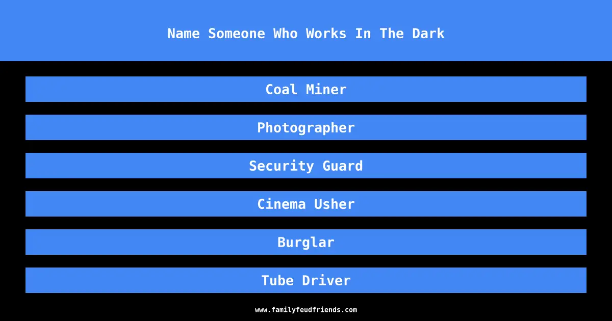 Name Someone Who Works In The Dark answer