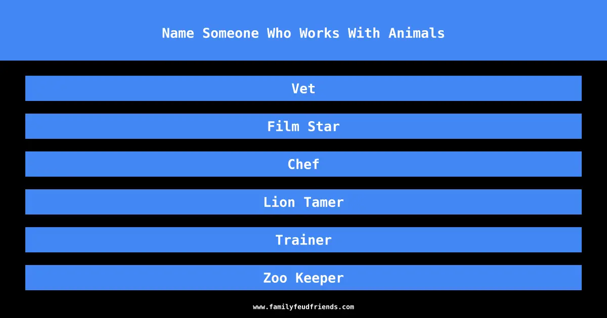 Name Someone Who Works With Animals answer