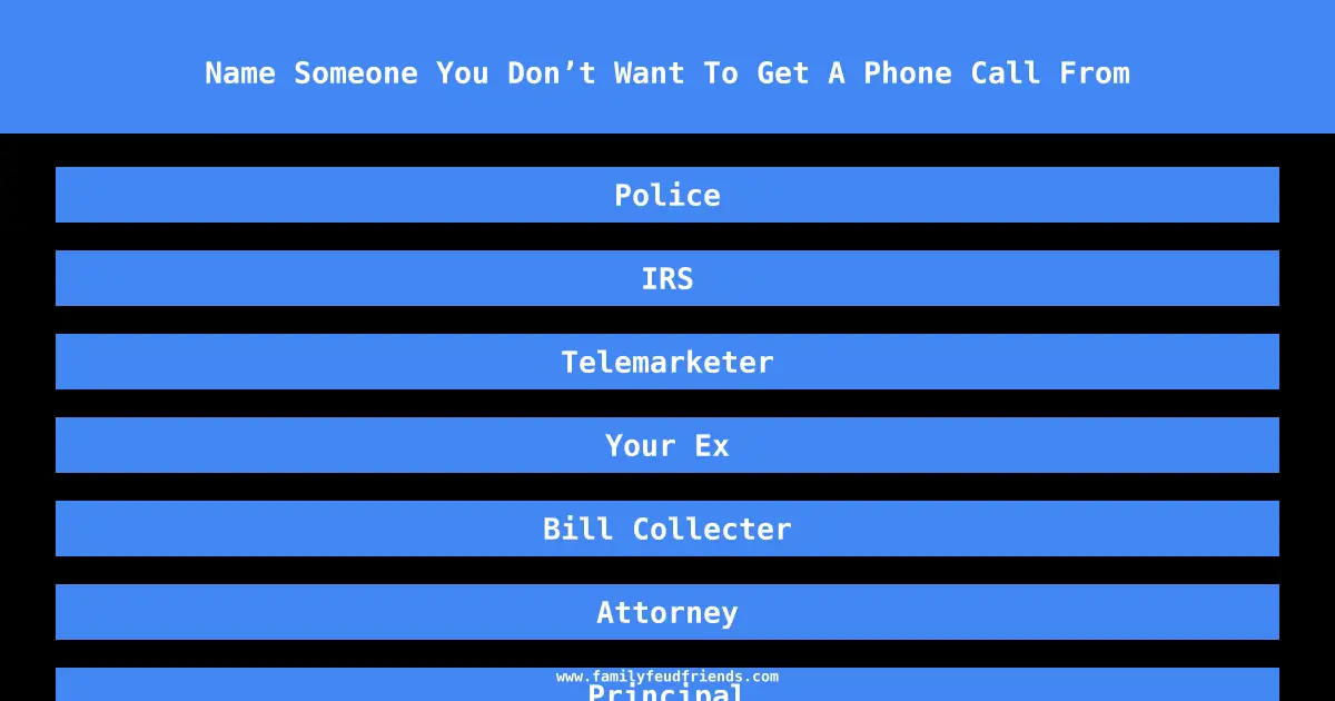 Name Someone You Don’t Want To Get A Phone Call From answer