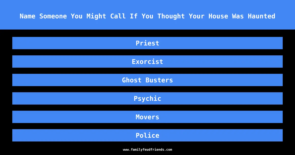 Name Someone You Might Call If You Thought Your House Was Haunted answer