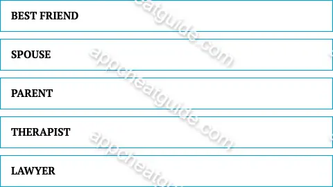 Name someone you might discuss a serious problem with. screenshot answer