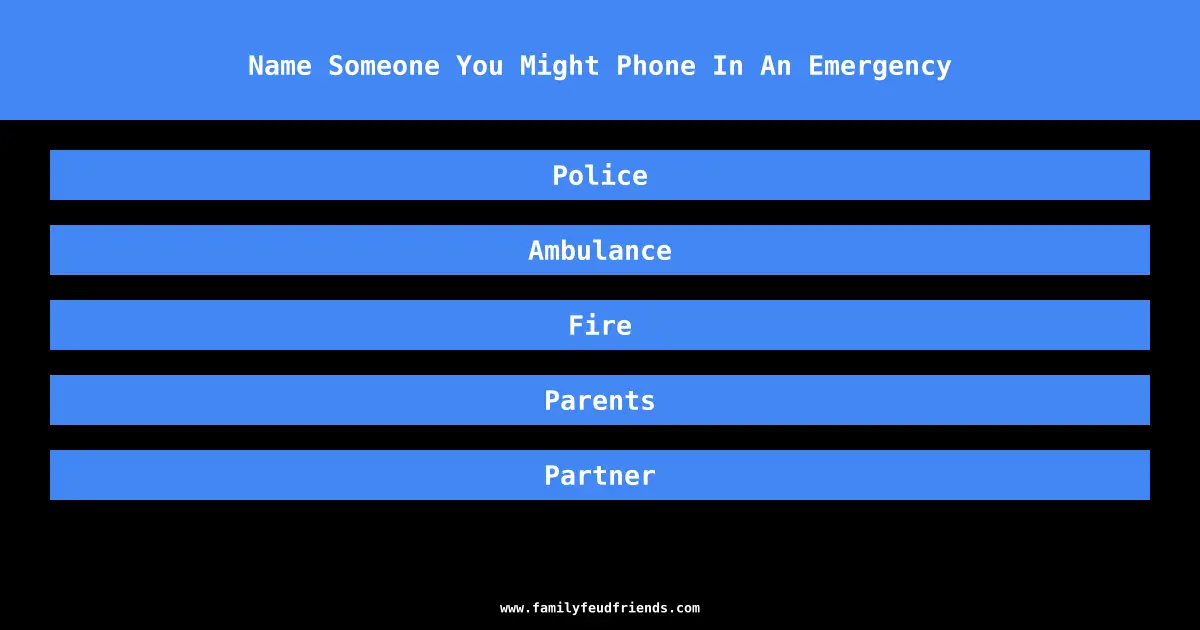 Name Someone You Might Phone In An Emergency answer