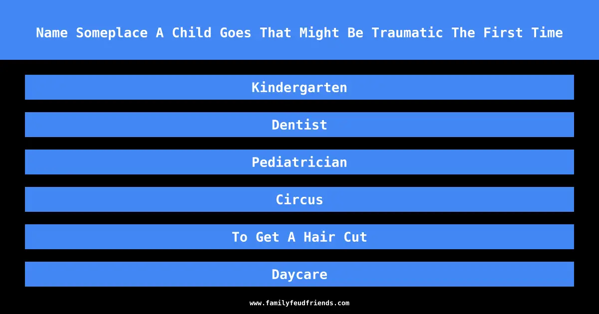 Name Someplace A Child Goes That Might Be Traumatic The First Time answer