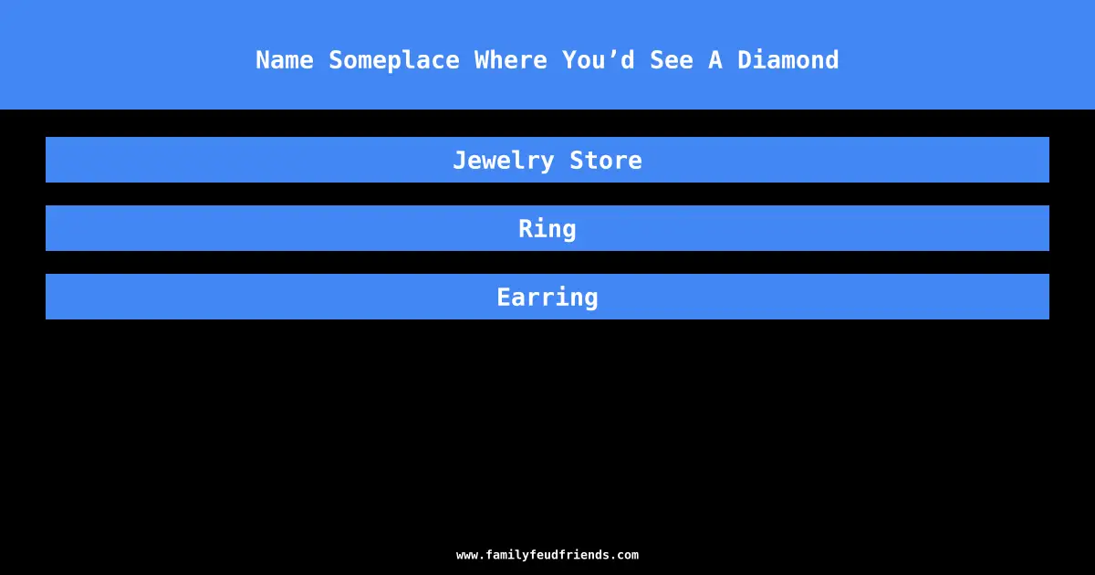 Name Someplace Where You’d See A Diamond answer