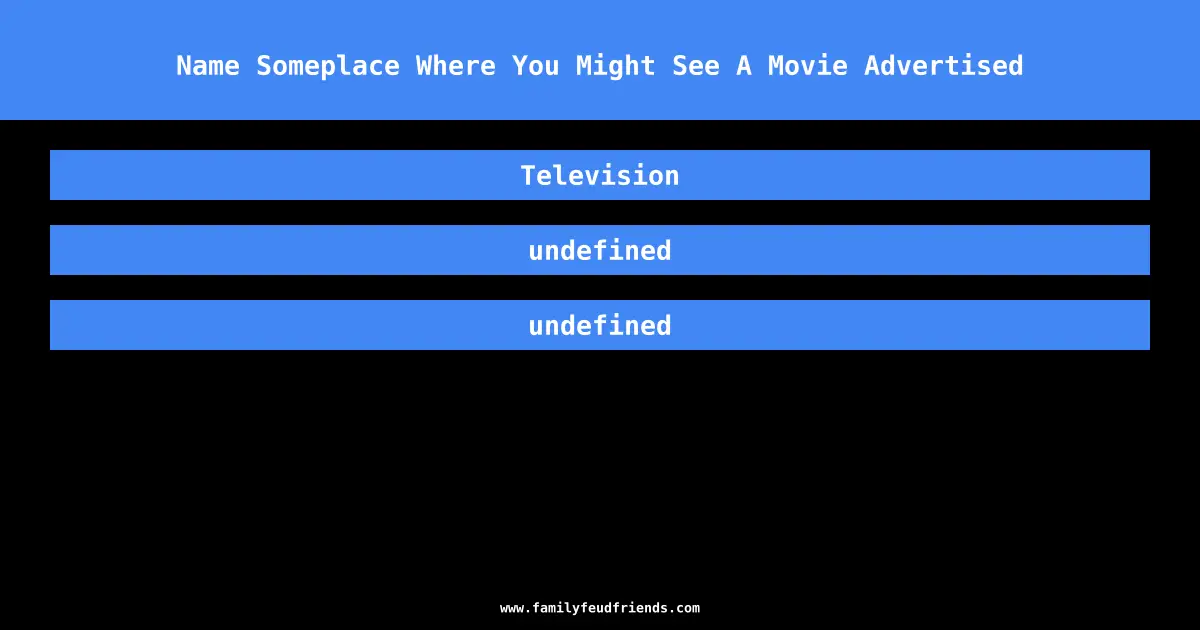 Name Someplace Where You Might See A Movie Advertised answer