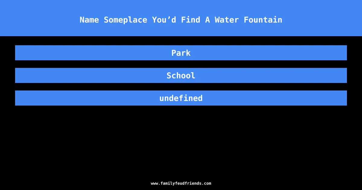 Name Someplace You’d Find A Water Fountain answer