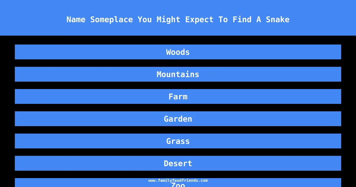 Name Someplace You Might Expect To Find A Snake answer
