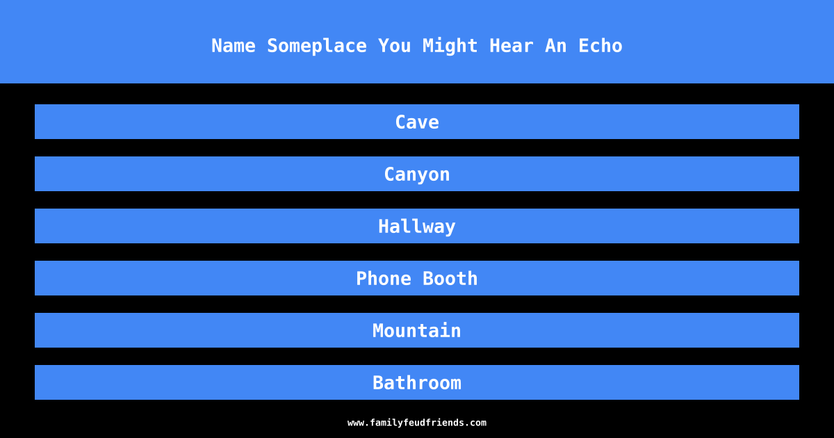Name Someplace You Might Hear An Echo answer