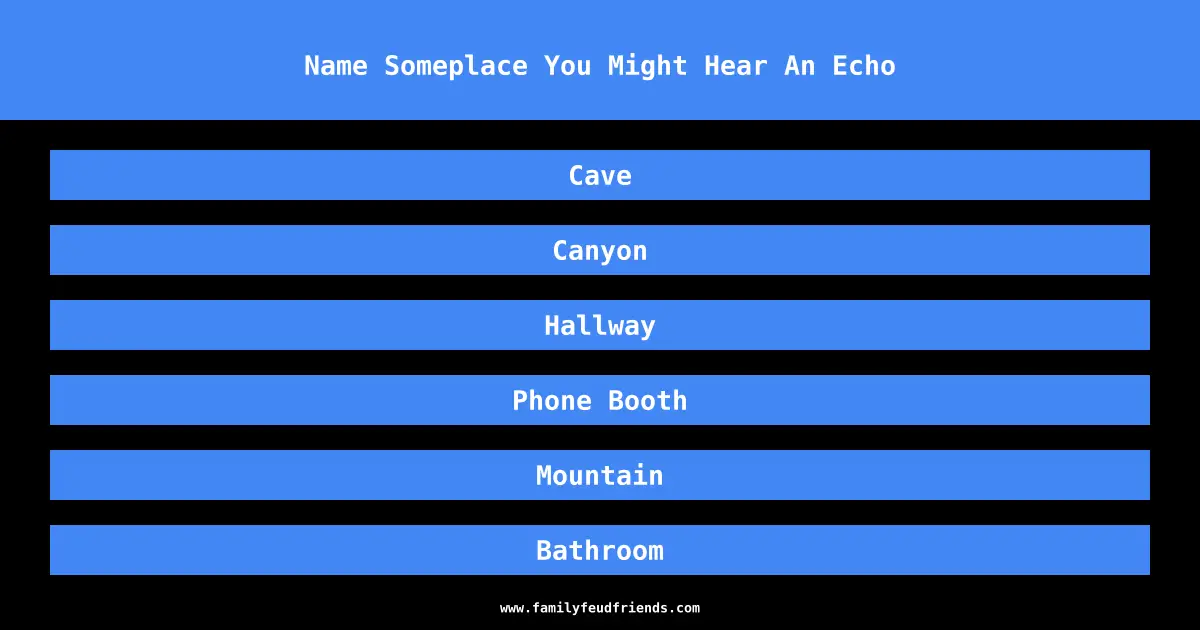 Name Someplace You Might Hear An Echo answer