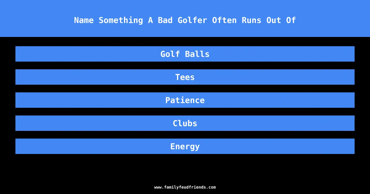 Name Something A Bad Golfer Often Runs Out Of answer