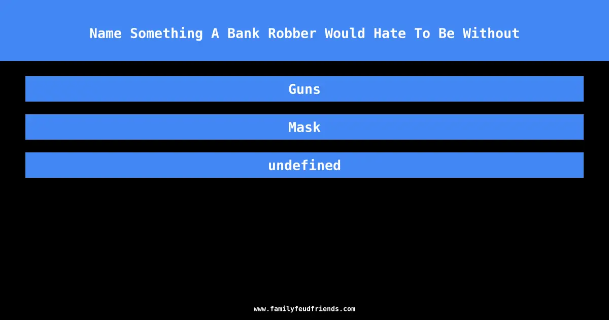 Name Something A Bank Robber Would Hate To Be Without answer