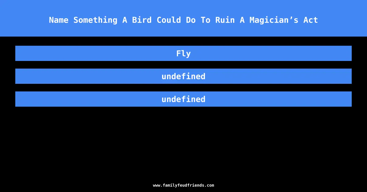Name Something A Bird Could Do To Ruin A Magician’s Act answer