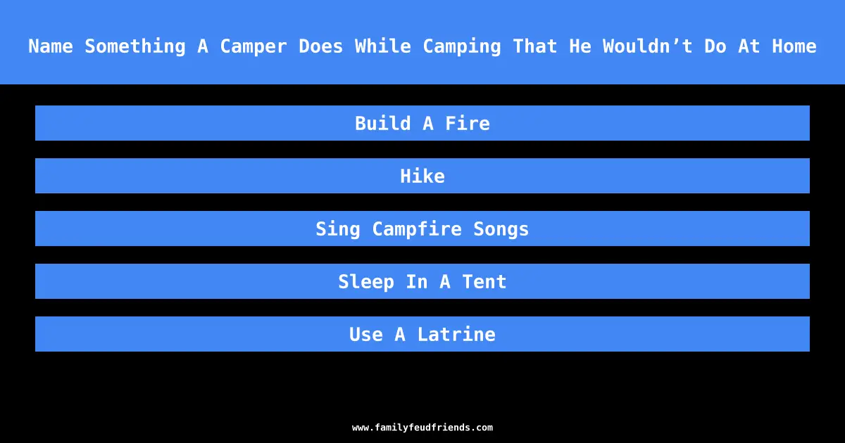 Name Something A Camper Does While Camping That He Wouldn’t Do At Home answer
