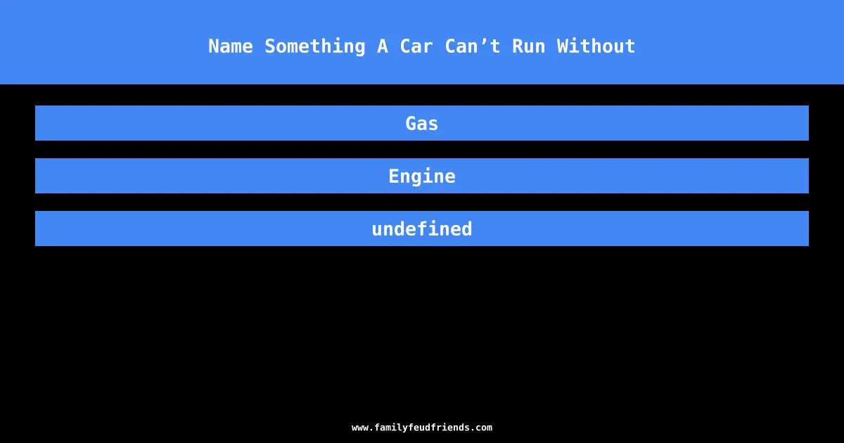 Name Something A Car Can’t Run Without answer