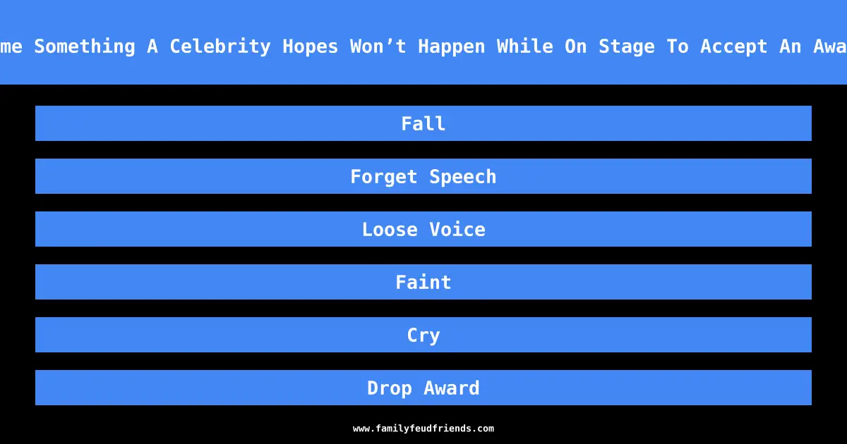 name Something A Celebrity Hopes Won’t Happen While On Stage To Accept An Award answer