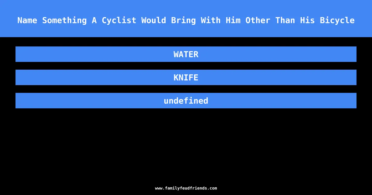 Name Something A Cyclist Would Bring With Him Other Than His Bicycle answer