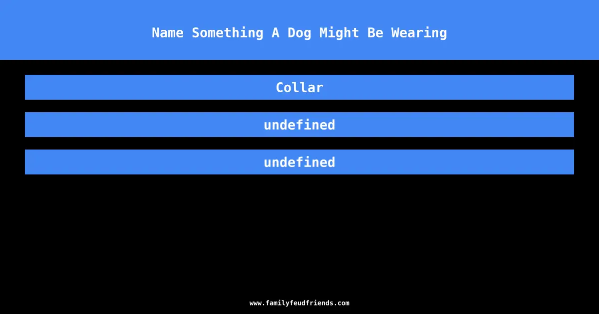 Name Something A Dog Might Be Wearing answer