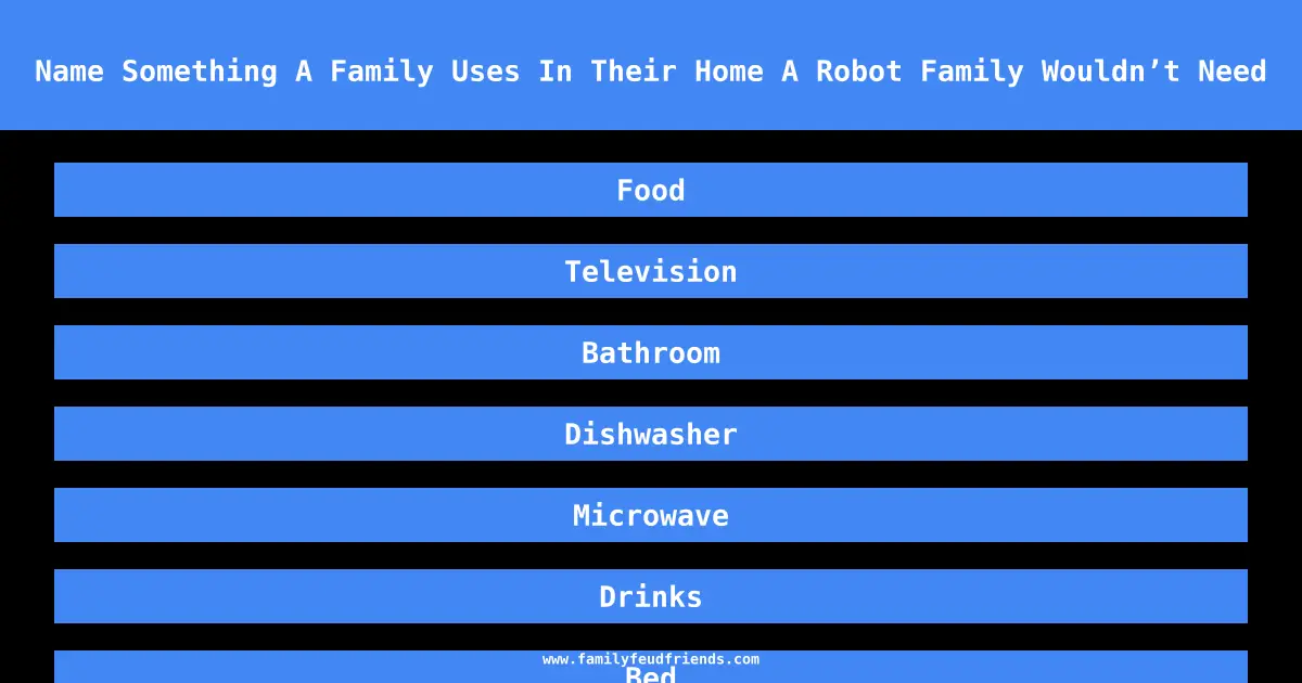 Name Something A Family Uses In Their Home A Robot Family Wouldn’t Need answer