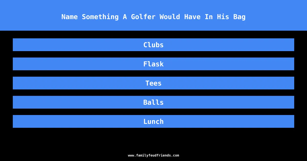 Name Something A Golfer Would Have In His Bag answer