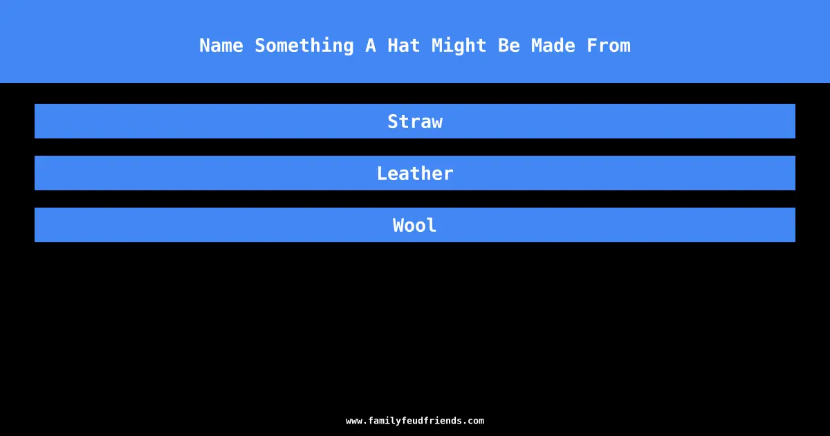Name Something A Hat Might Be Made From answer