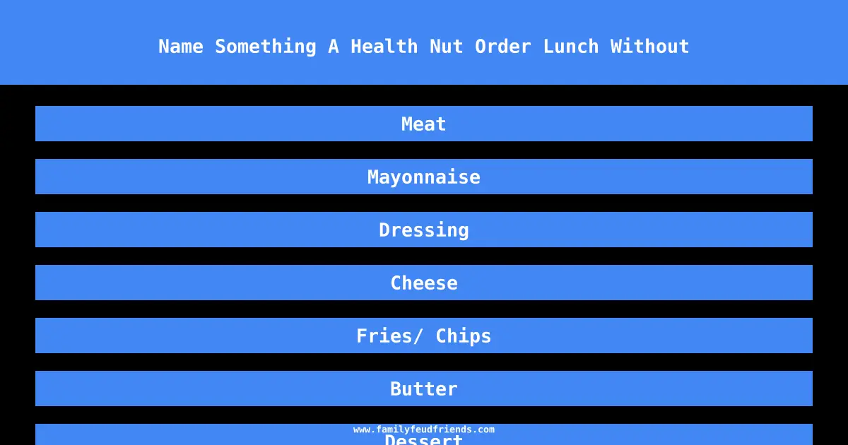 Name Something A Health Nut Order Lunch Without answer
