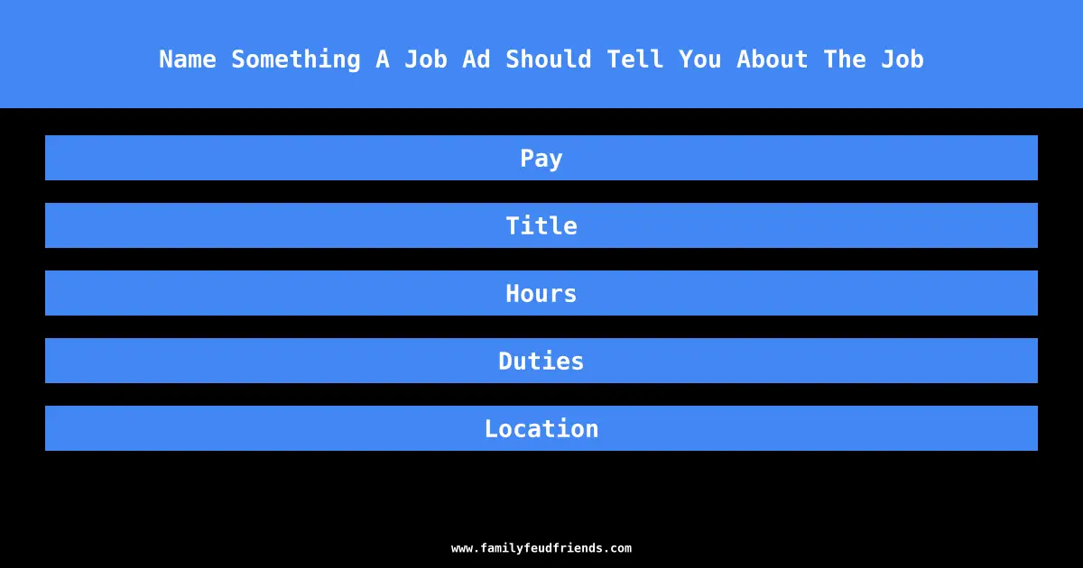 Name Something A Job Ad Should Tell You About The Job answer