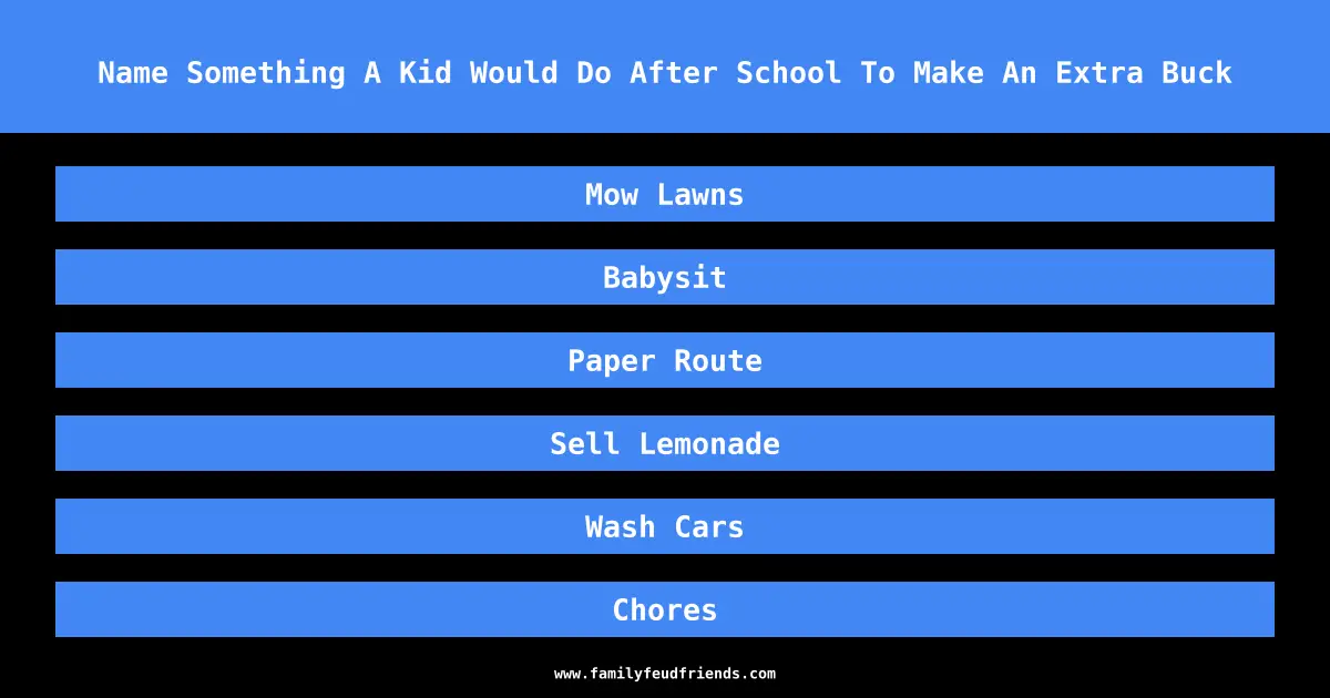 Name Something A Kid Would Do After School To Make An Extra Buck answer