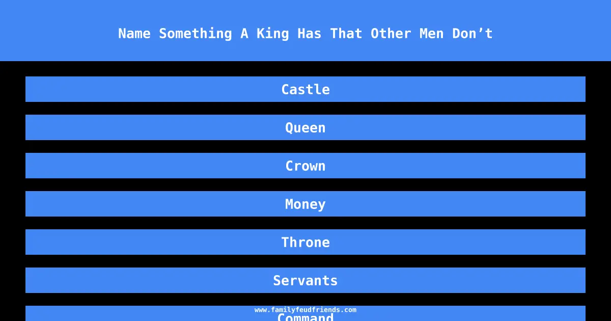 Name Something A King Has That Other Men Don’t answer