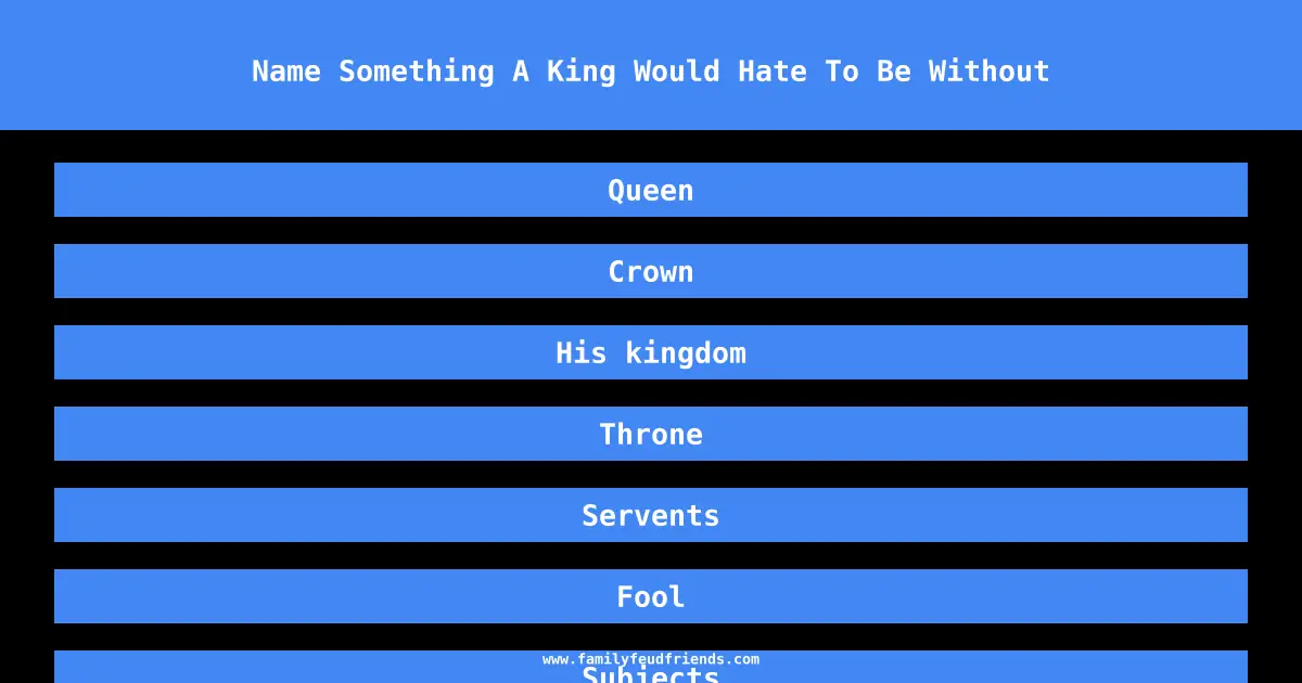 Name Something A King Would Hate To Be Without answer