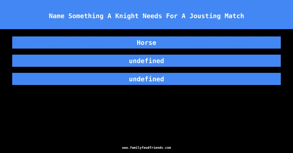 Name Something A Knight Needs For A Jousting Match answer