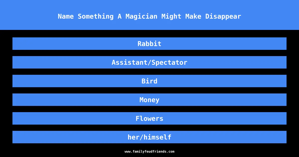 Name Something A Magician Might Make Disappear answer