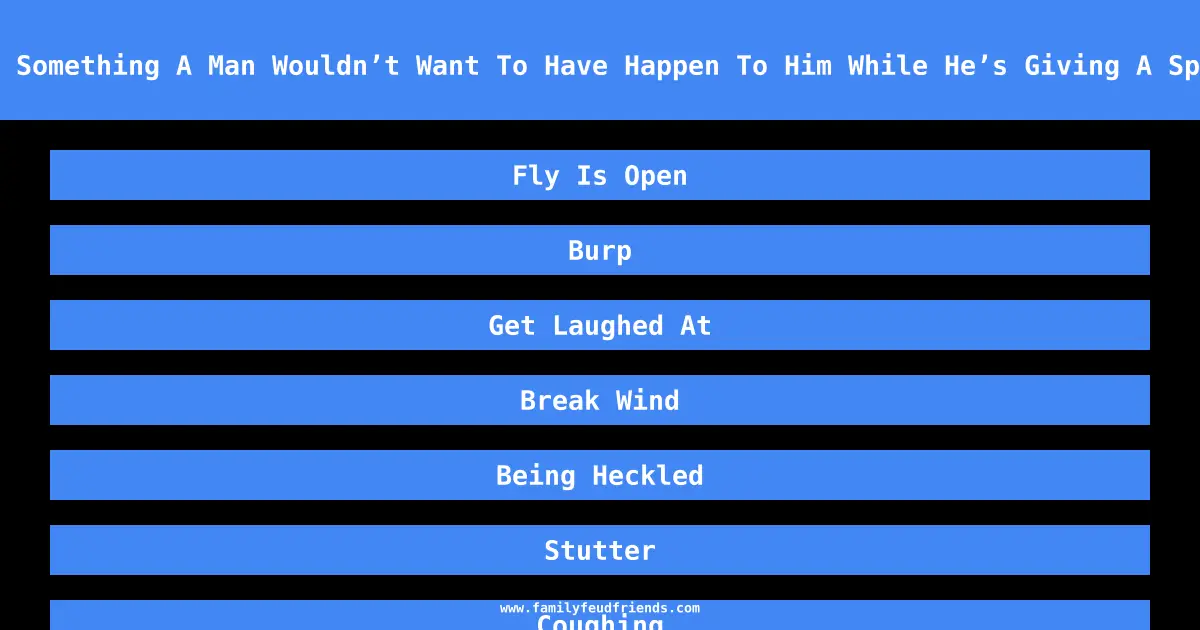 Name Something A Man Wouldn’t Want To Have Happen To Him While He’s Giving A Speech answer