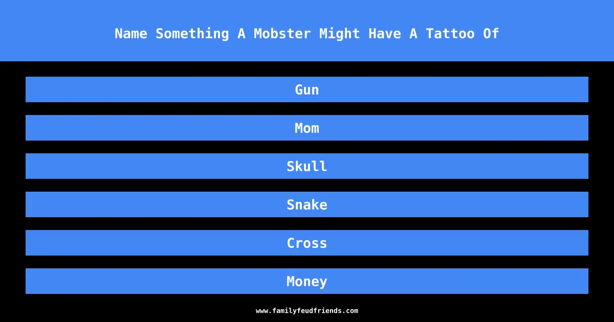 Name Something A Mobster Might Have A Tattoo Of answer