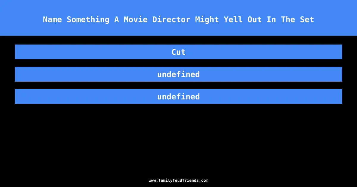Name Something A Movie Director Might Yell Out In The Set answer