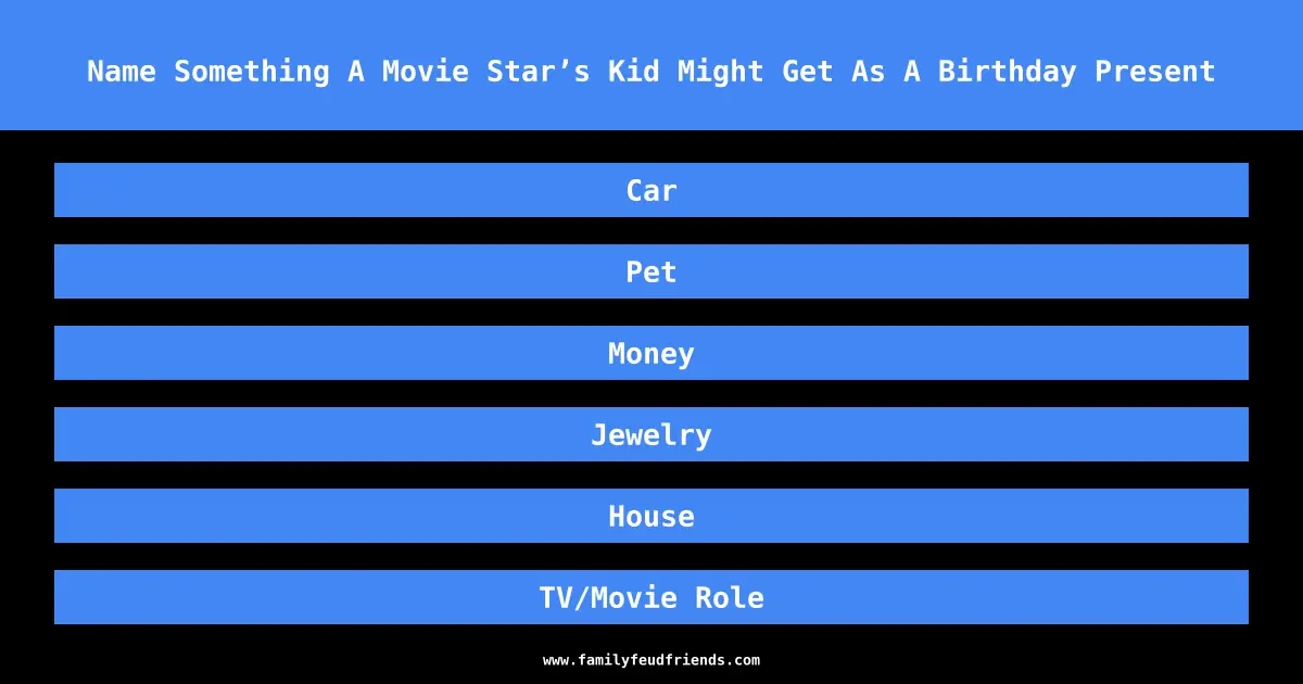 Name Something A Movie Star’s Kid Might Get As A Birthday Present answer