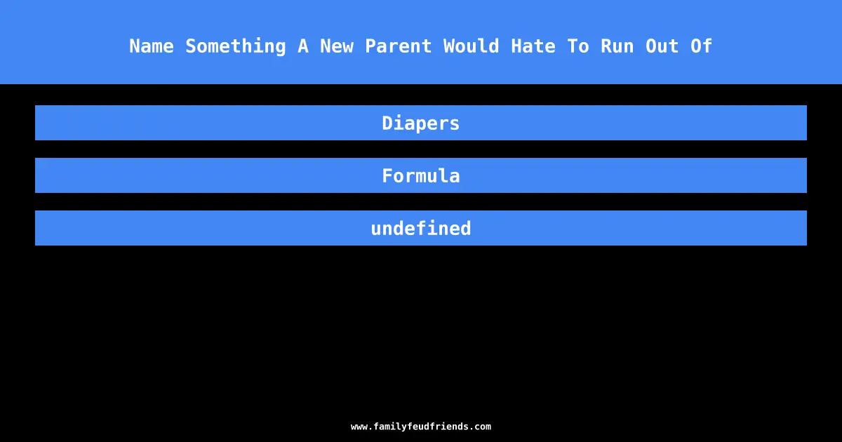 Name Something A New Parent Would Hate To Run Out Of answer
