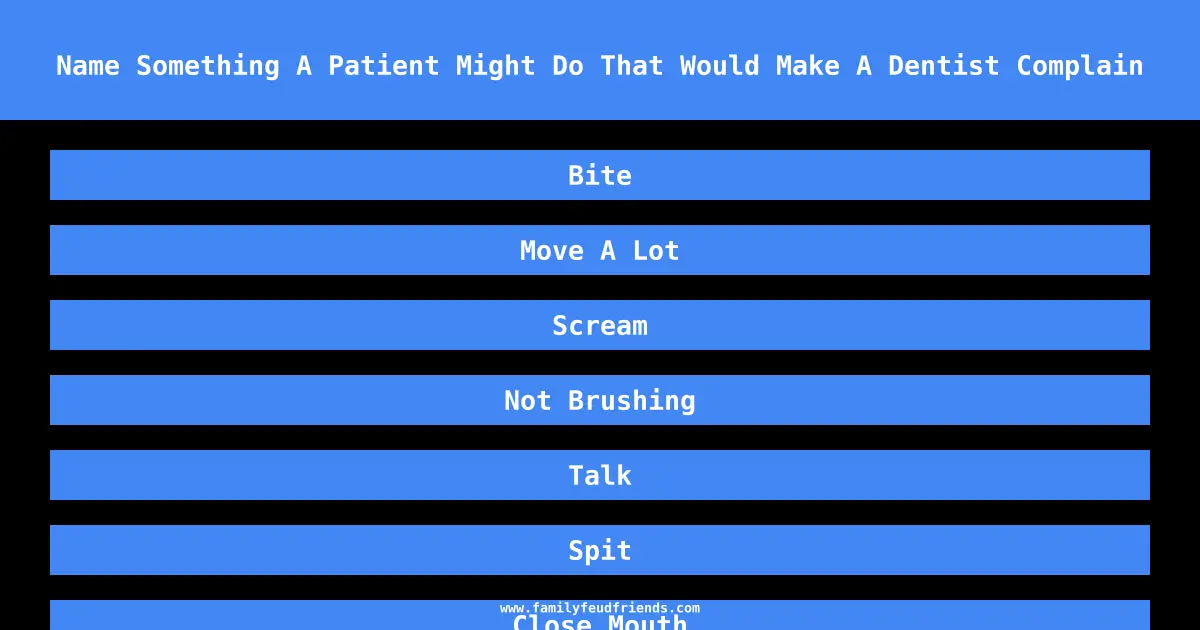 Name Something A Patient Might Do That Would Make A Dentist Complain answer